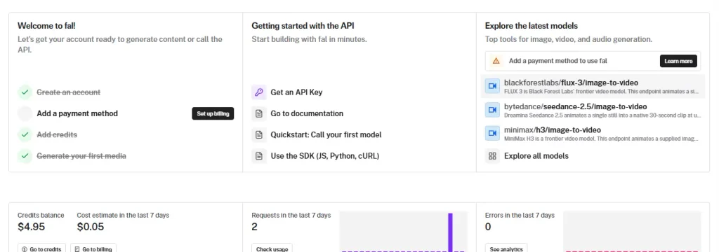 fal.ai dashboard